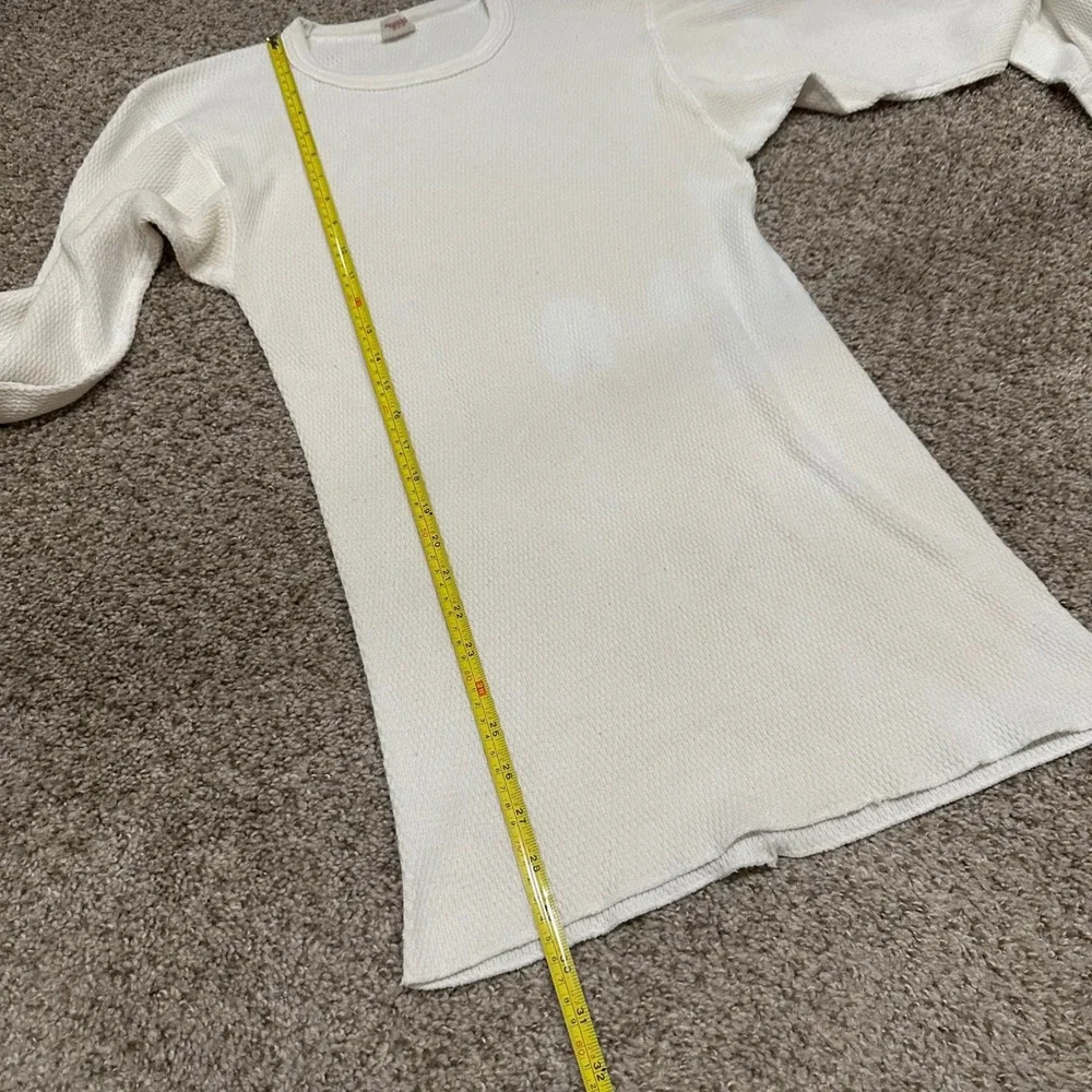 Vintage Morgan Mills Mens Super Long Johns Large Cream Preowned Thermal Stains